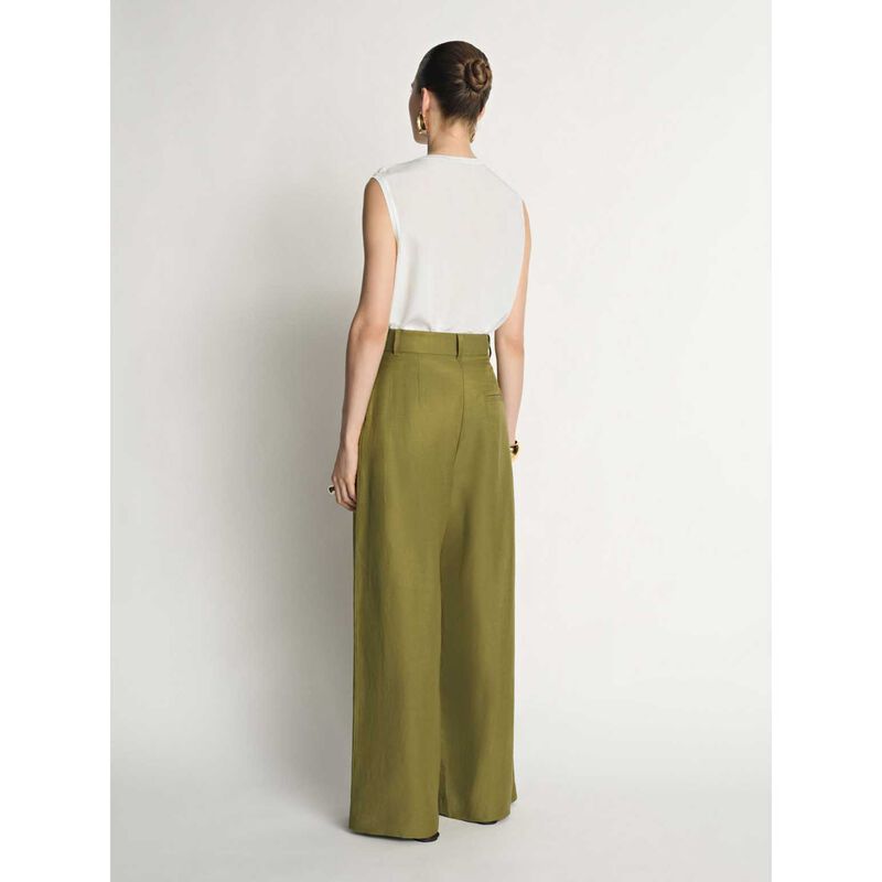 Veronika Maine Drapey Viscose Linen Wide Leg Pant image number 1
